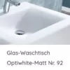 Glazen wastafel Optiwhite mat 906 mm breedte Links